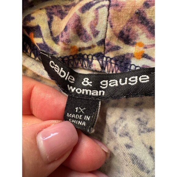 Cable & Gauge Women Size 1X Stretchy Tank Pleated V Neck Purple Pink EUC - Picture 4 of 9